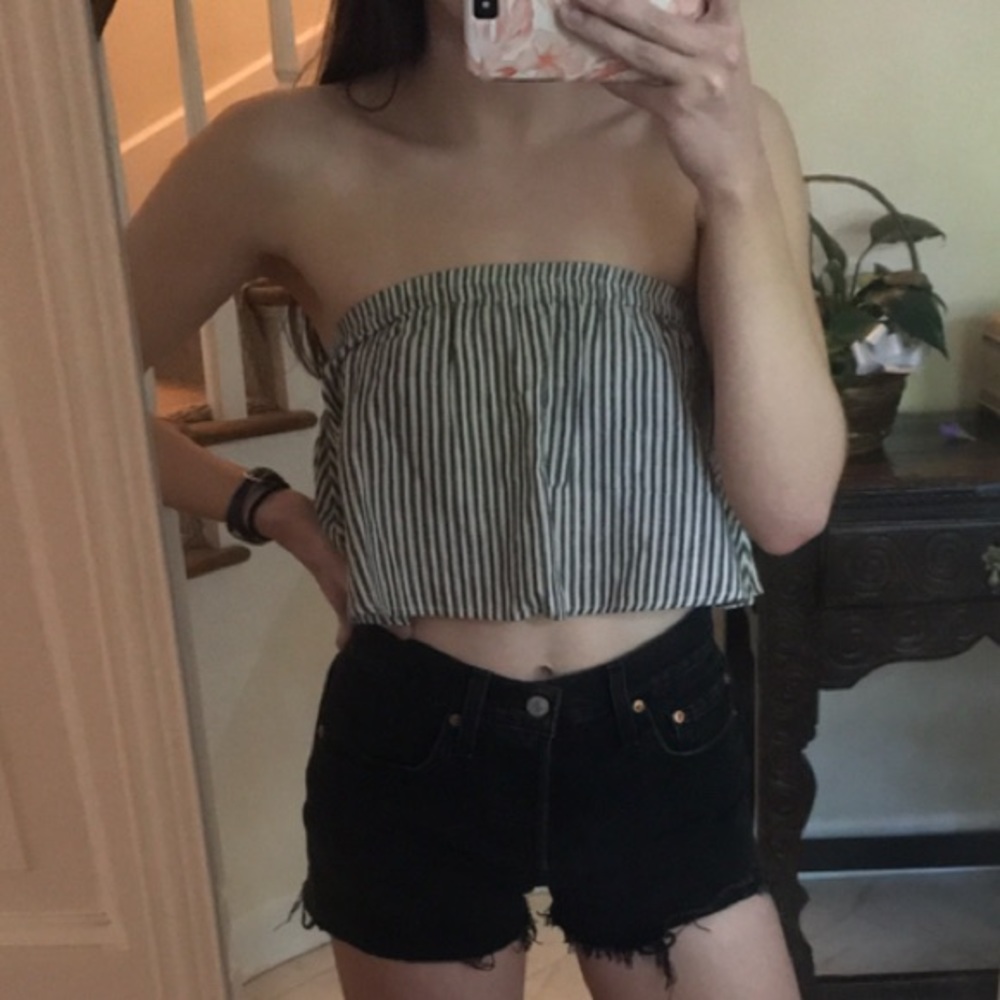 NWOT Billabong striped strapless crop top